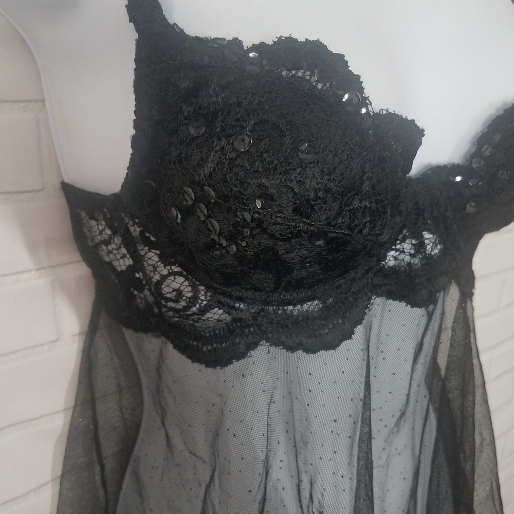 Shirley of Hollywood Sexy Black Lace Lingerie Slip - Picture 3 of 9